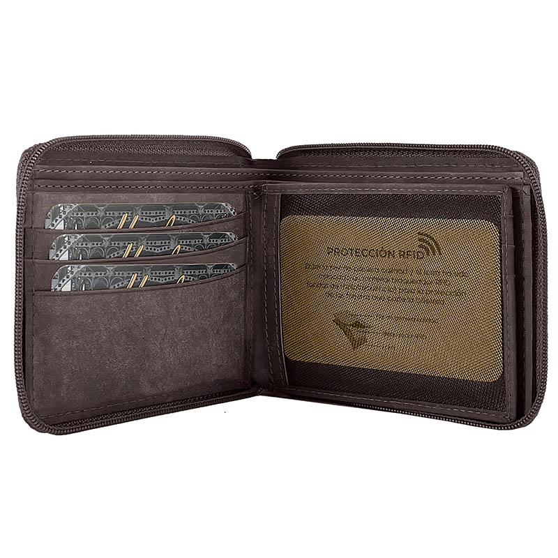 Imagen de Cartera piel oscura con cierre de cremallera Colección Harlem