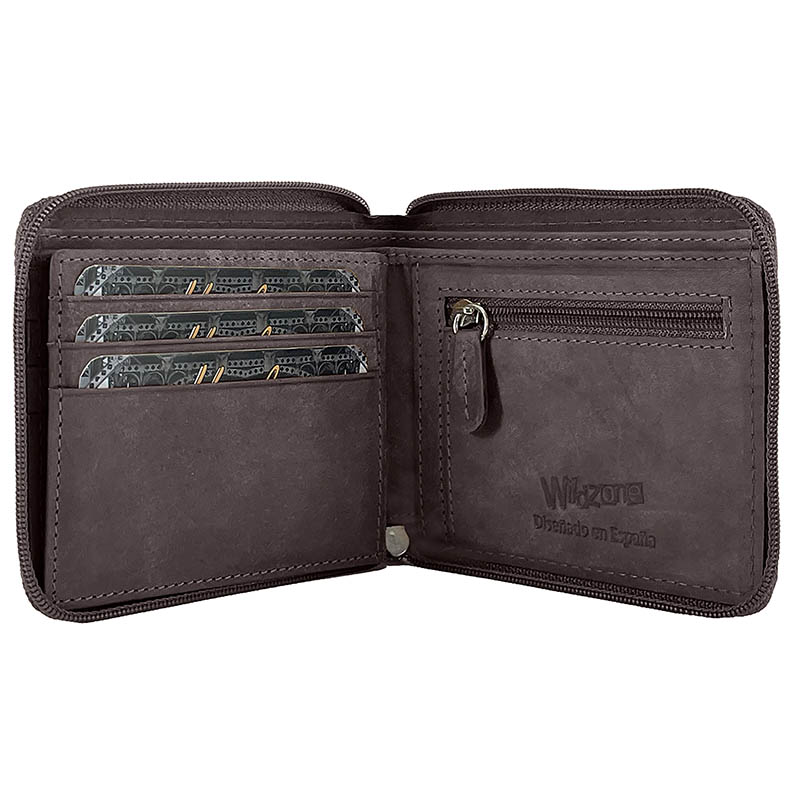 Imagen de Cartera piel oscura con cierre de cremallera Colección Harlem