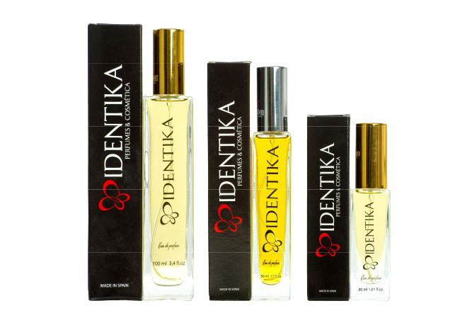 Botes de 100, 50 y 30 ml de perfumes Identika